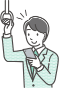 通勤中にスマホを見る男性のイラスト